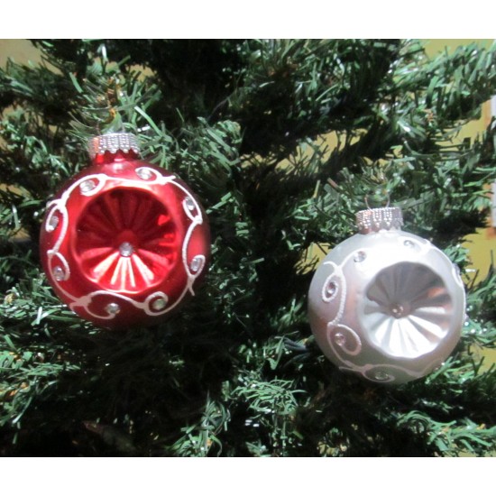 Red and silver retro Christmas ball